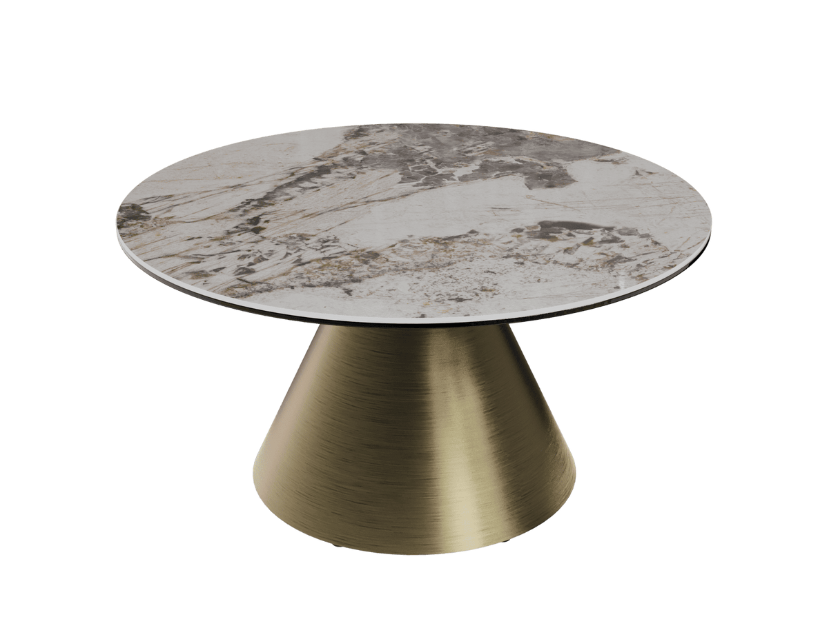 Couchtische rund Keramik Marmoroptik, runder Couchtisch Gold Keramik, Durchmesser 75 cm