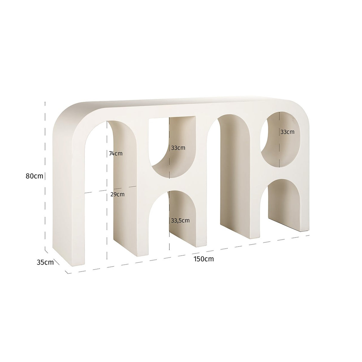 Konsole weiß, Konsolentisch Elfenbein-weiß, Breite 150 cm