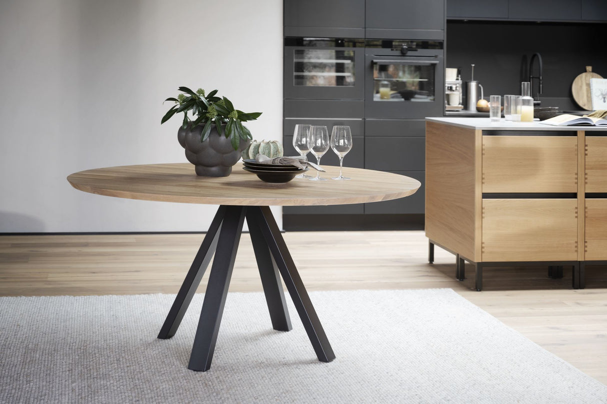 Esstisch rund Eiche-Natur, runder Tisch Eiche massiv, Durchmesser 130 cm