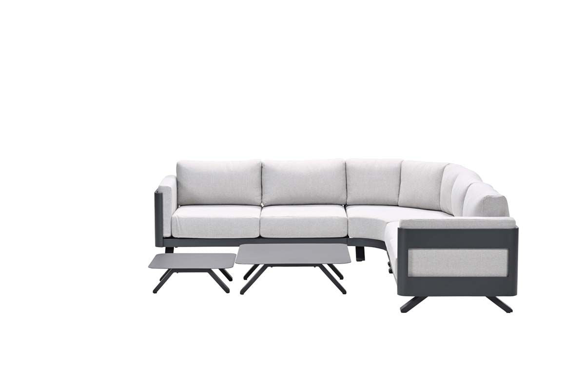 Loungesofa anthrazit 5-teilig, Gartenecksofa grau, Eck-Gartensofa grau, Maße 280x280 cm