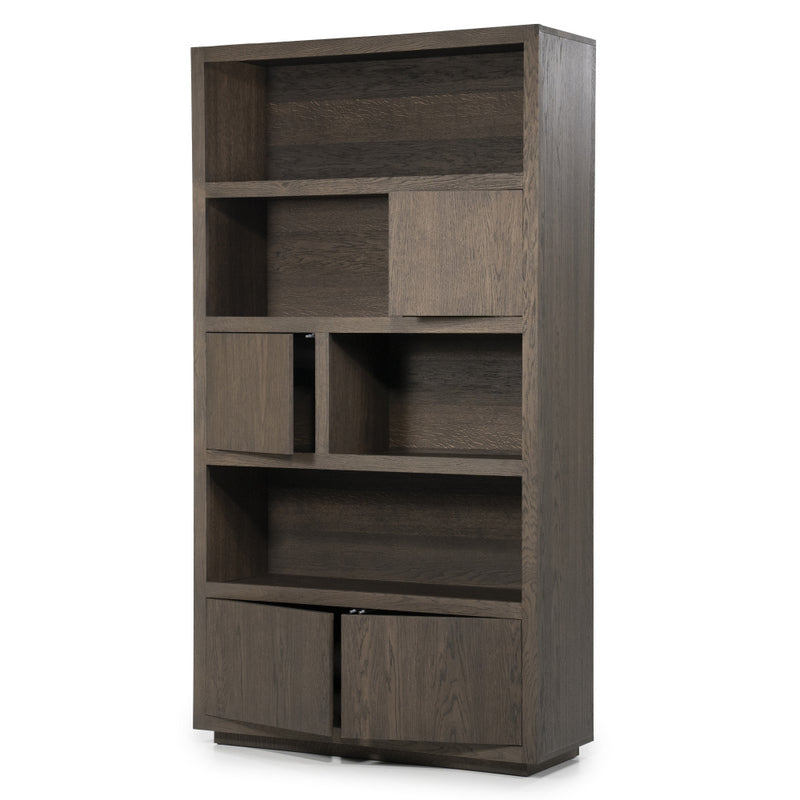 Highboard braun Eiche furniert, Hochschrank braun Eiche furniert, Höhe 170 cm