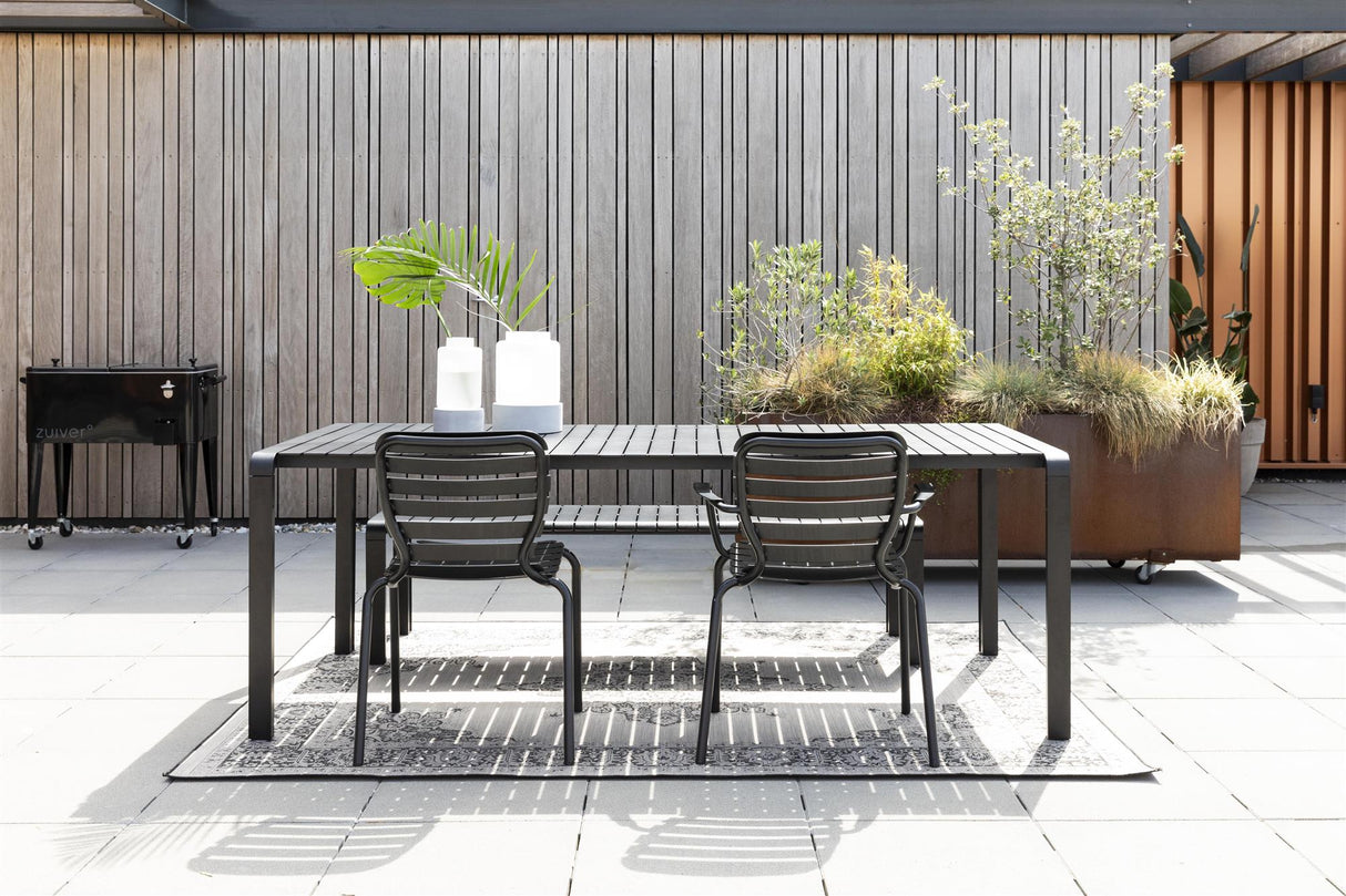 Gartentisch schwarz Metall, Metall-Gartentisch schwarz, Länge 214 cm