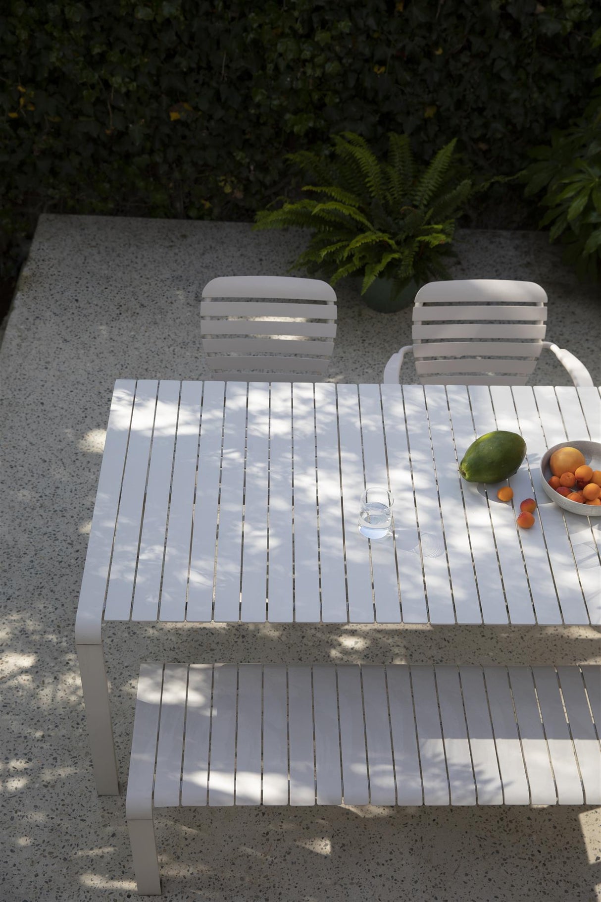 Gartentisch weiß Metall, Metall-Gartentisch weiß, Länge 214 cm