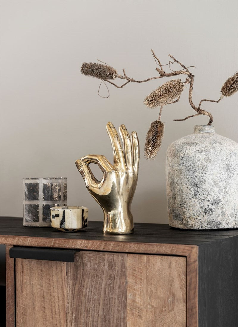 Sideboard schwarz Naturholz, Anrichte Holz Naturholz, Wohnzimmerschrank Metall-Gestell, Breite 160 cm