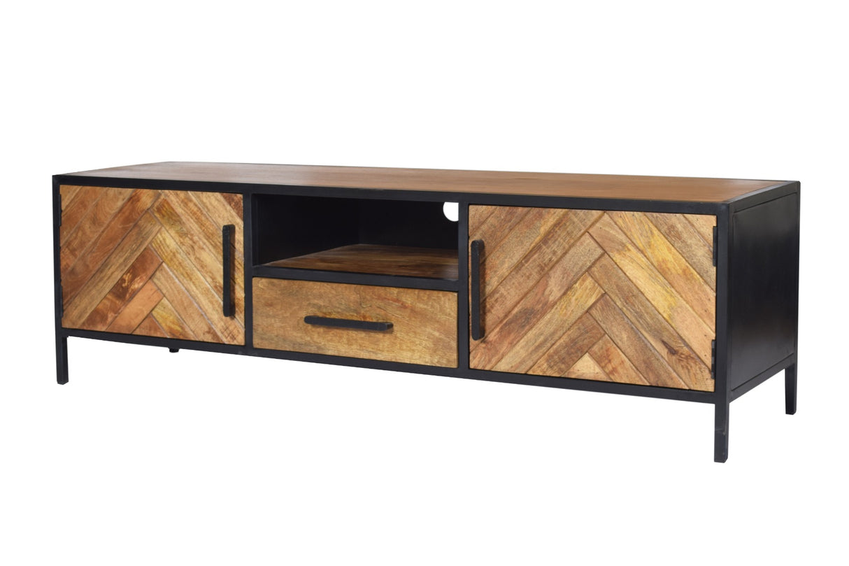 TV Schrank Industriedesign, Fernsehschrank Metall-Holz,  Breite 150 cm