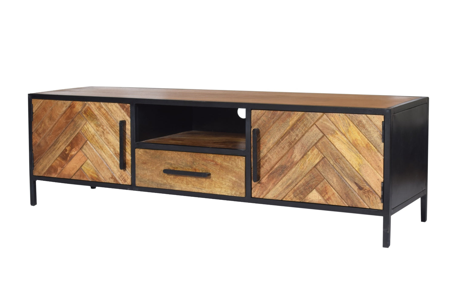 TV Schrank Industriedesign, Fernsehschrank Metall-Holz,  Breite 150 cm