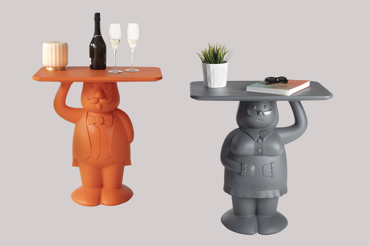 Garten-Beistelltisch Diener, Beistelltisch orange Kunststoff, Höhe 68 cm