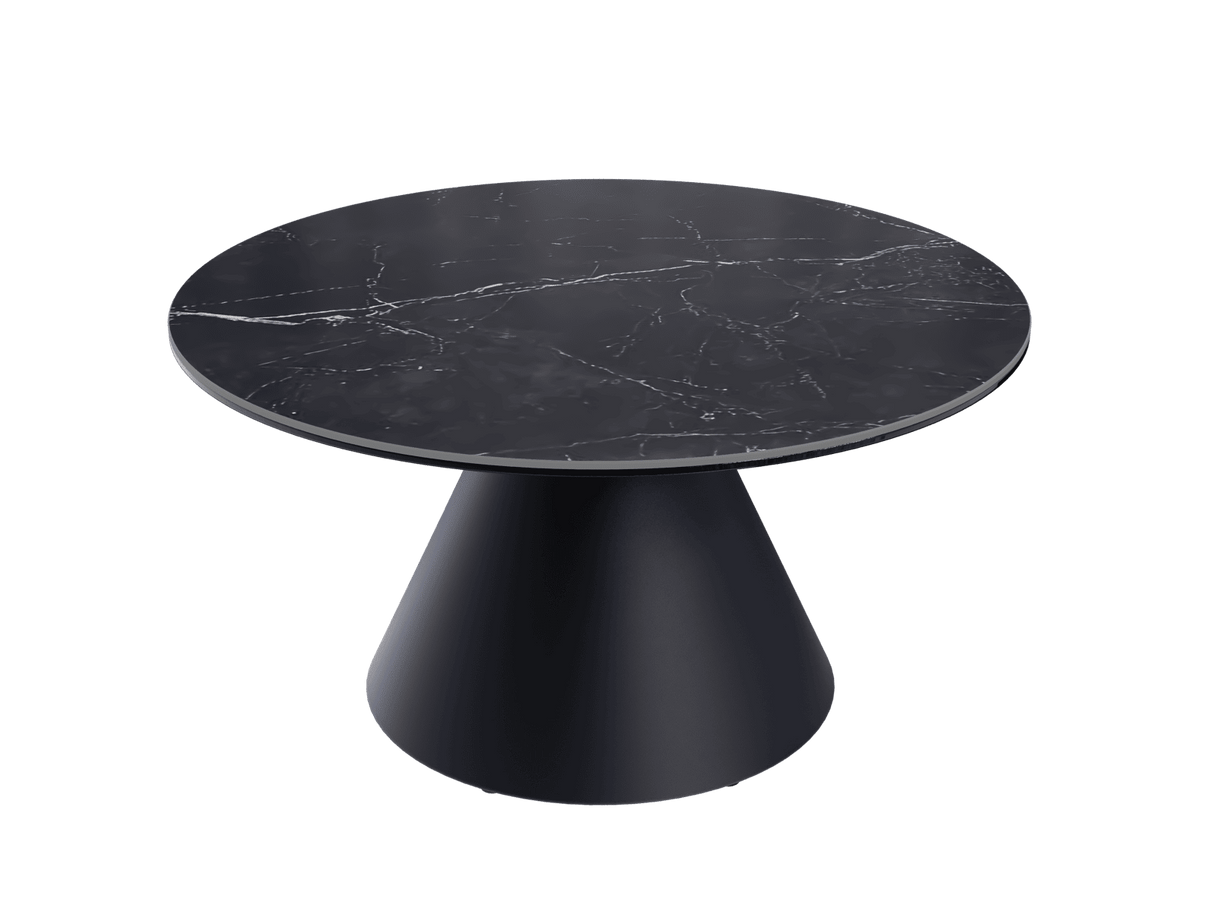 Couchtische anthrazit-grau Marmoroptik Keramik, runder Couchtisch schwarz Keramik, Durchmesser 75 cm