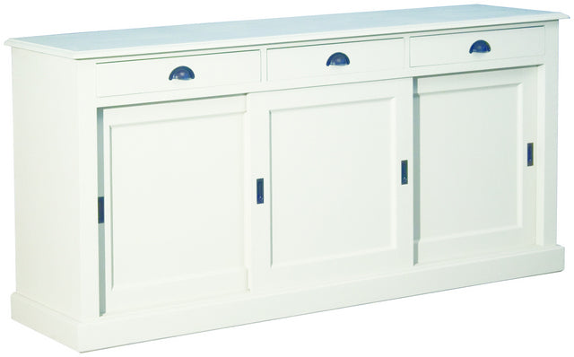 Sideboard weiß mit Schiebetüren, Anrichte weiß Landhausstil, Kommode weiß Landhaus, Breite 194 cm