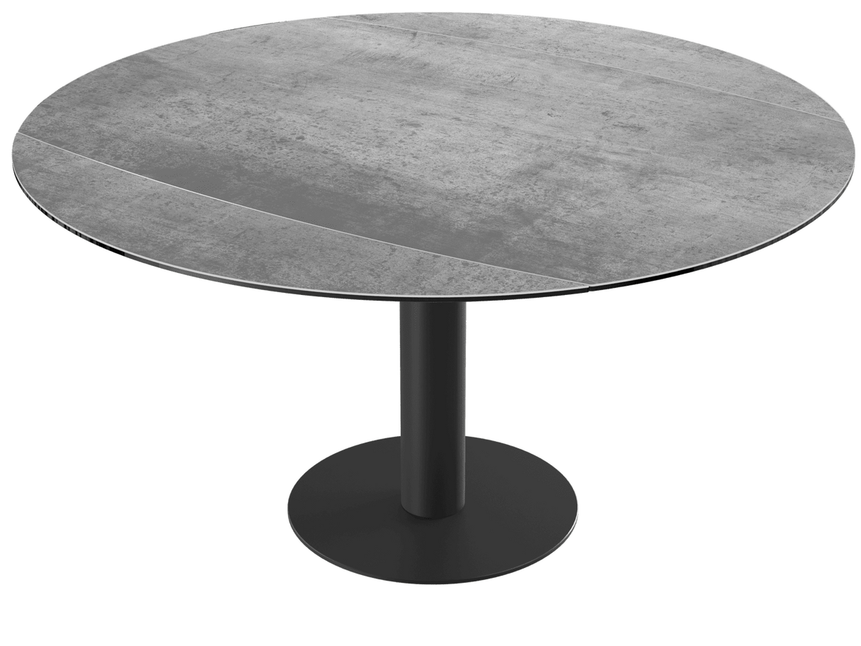 Grey ceramic top table, round ceramic top dining table, grey round extendable dining table, 150 cm diameter