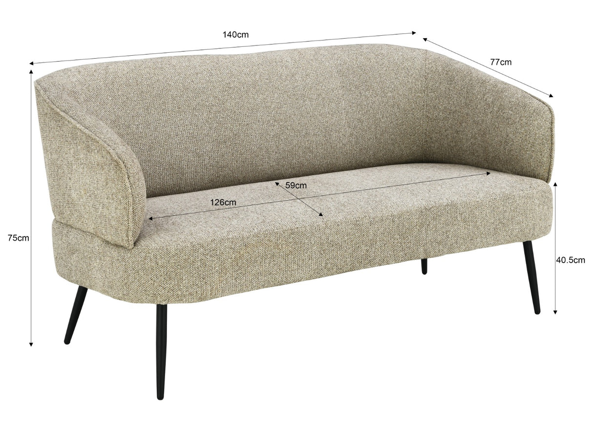 Sofa beige, Sitzbank beige, Breite 140 cm