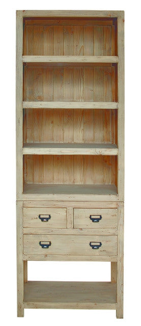 Geschirrschrank Landhaus, Bücherschrank Massivholz in vier Farben, Breite 78 cm