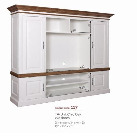 TV Schrank weiß, Fernsehschrank im Landhausstil, Wohnzimmerschrank weiß