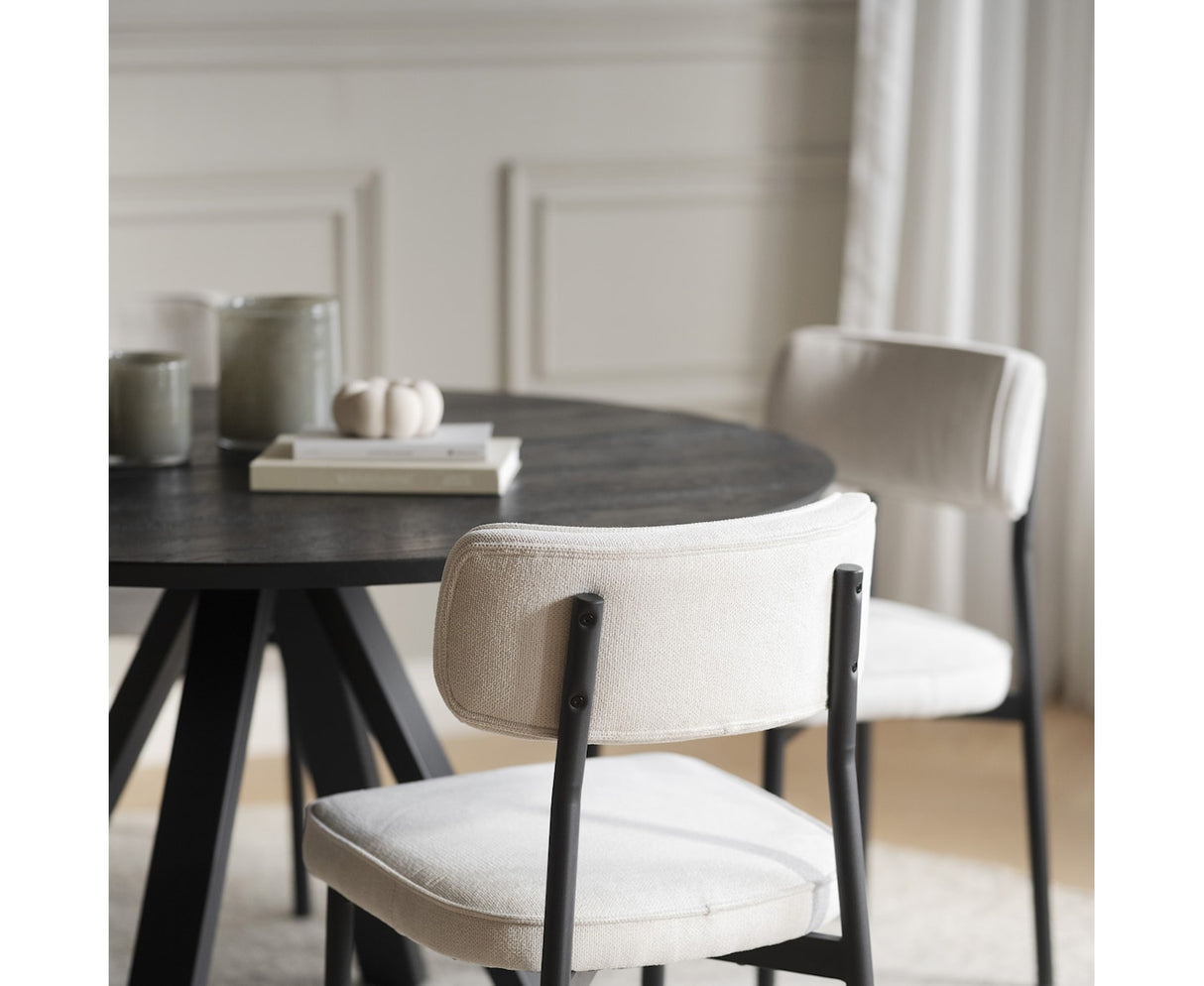 Esstisch rund schwarz, runder Tisch Eiche massiv schwarz, Durchmesser 130 cm