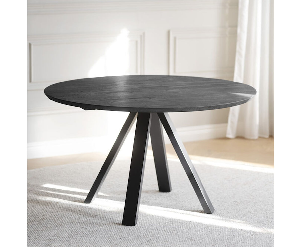 Esstisch rund schwarz, runder Tisch Eiche massiv schwarz, Durchmesser 130 cm