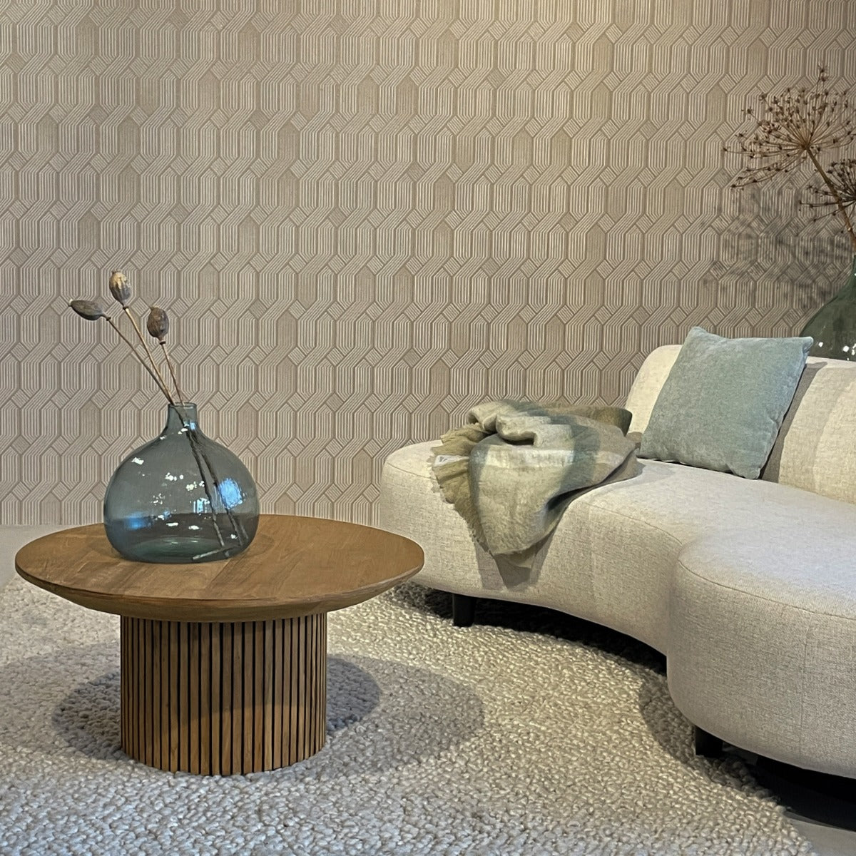 Couchtisch rund Massivholz, runder Couchtisch Naturholz-Farbe,  Durchmesser 80 cm