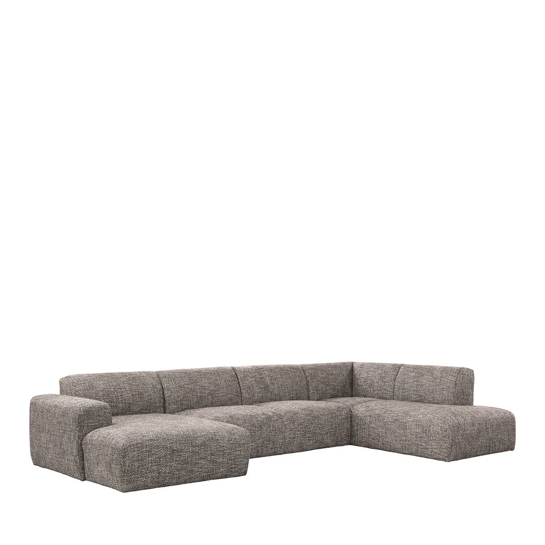 Sofa grün halbrund Natur-Stoff, Sofa modern, Lounge-Sofa grün halbrund, Breite 350 cm