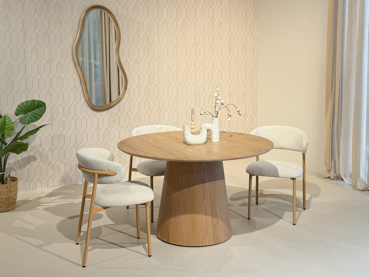 Esstisch rund Eiche furniert , runder Tisch Eiche-Natur Farbe, Durchmesser 130 cm