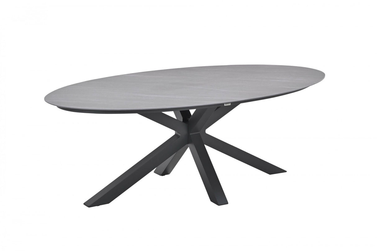 Gartentisch oval grau, Gartentisch Keramik-Verbundstoff anthrazit, Länge 230 cm