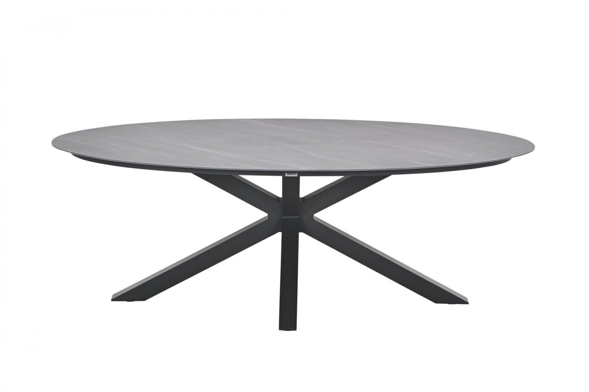 Gartentisch oval grau, Gartentisch Keramik-Verbundstoff anthrazit, Länge 230 cm