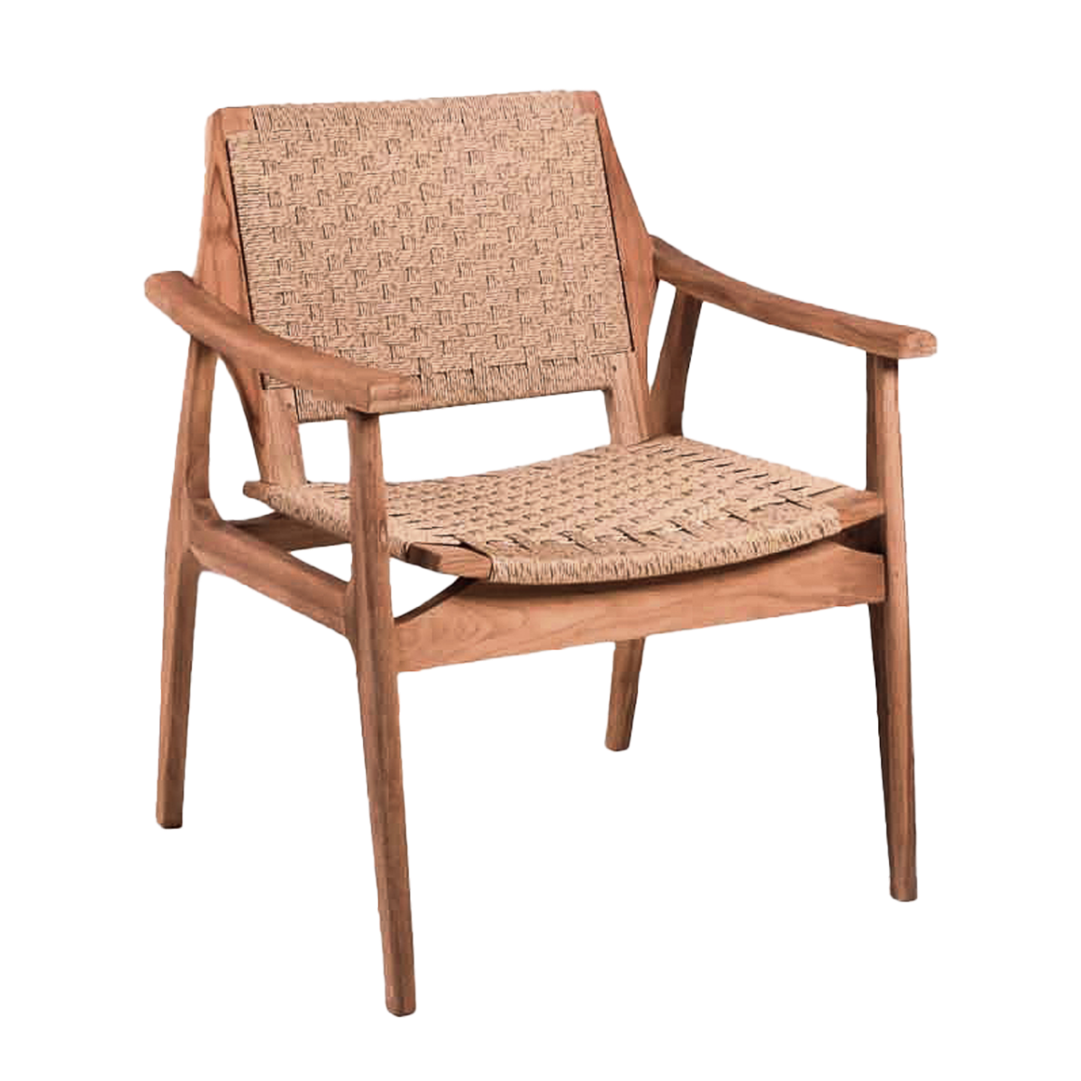 Gartenstuhl stapelbar, Gartenstuhl Teak-Holz Rattan Geflecht, Breite 70 cm