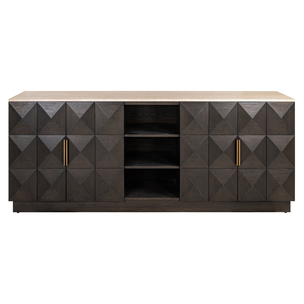 Sideboard braun Eiche furniert, Anrichte braun Travertins, Breite 225 cm