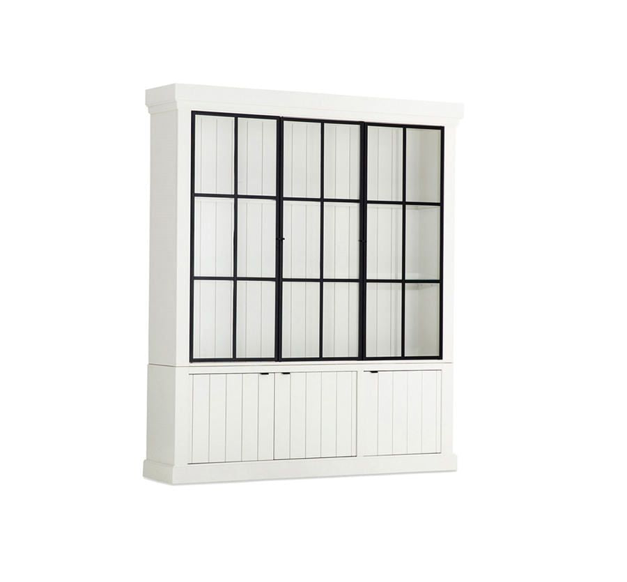 Vitrinen weiß Eiche, Geschirrschrank weiß Holz Eiche, Breite 190 cm