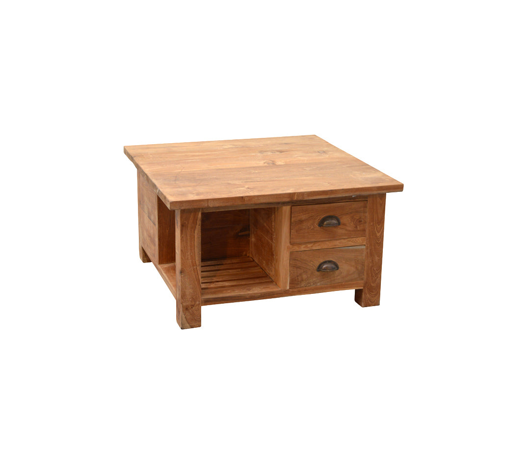 Beistelltisch Teak, Couchtisch Massivholz, Maße 80x80 cm