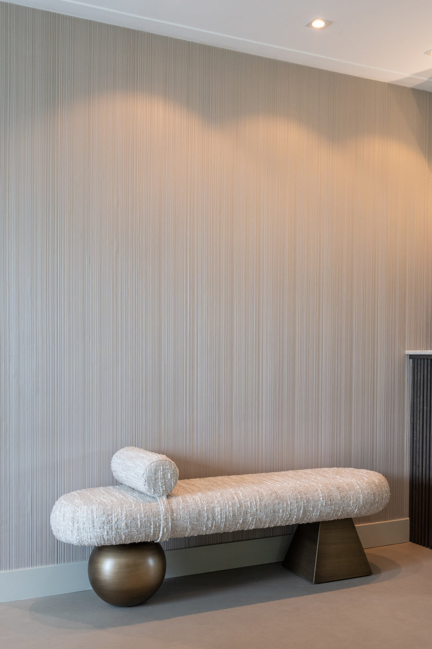 Sitzbank beige-Bronze, Schlafzimmerbank beige-Gold, Breite 148 cm