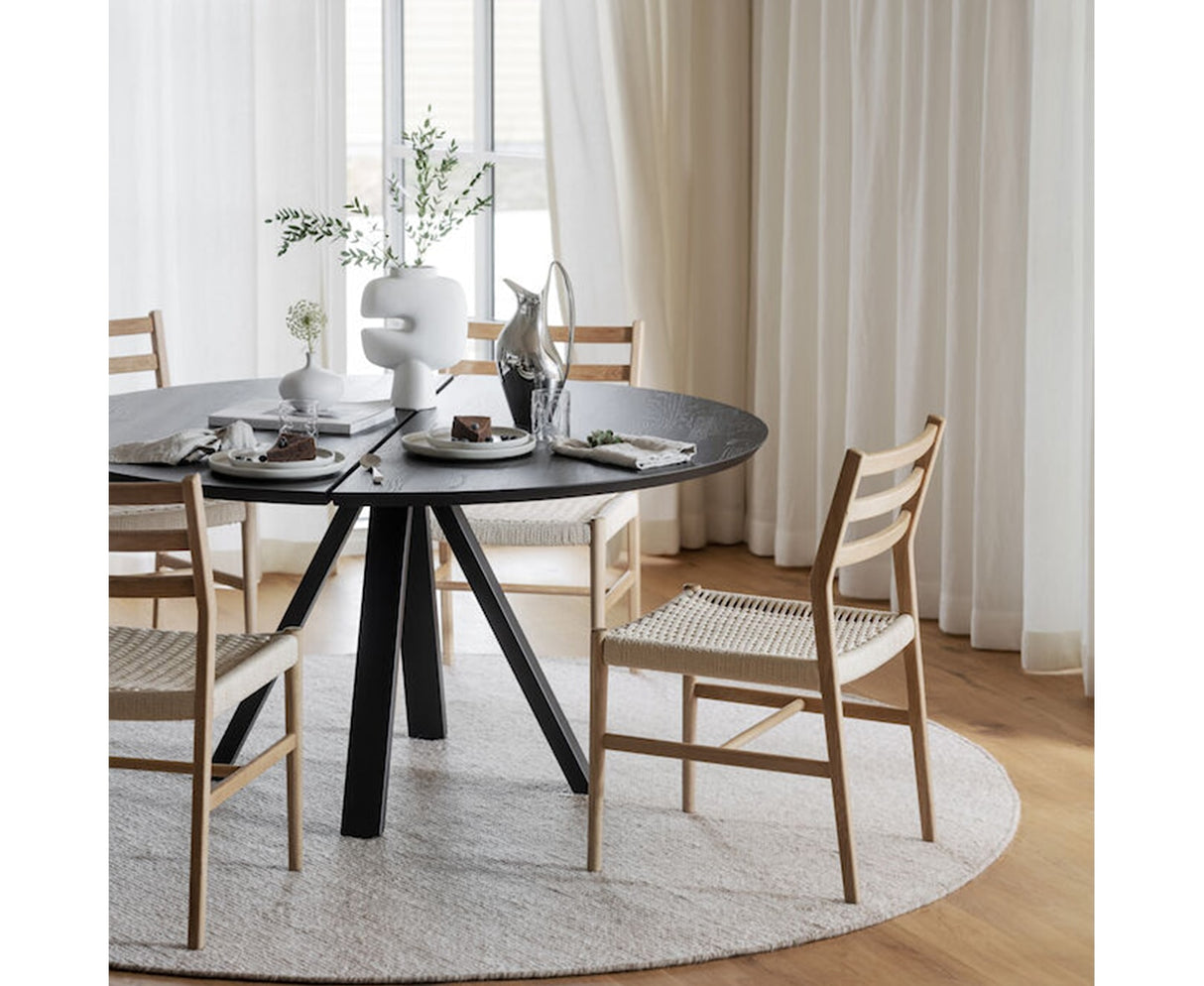 Esstisch rund schwarz, runder Tisch Eiche massiv schwarz, Durchmesser 150 cm