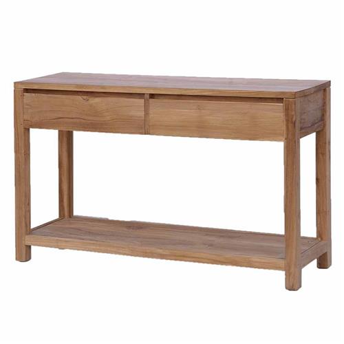 Konsole mit Schubladen Teakholz, Konsole braun mit Schublade Holz, Breite 130 cm