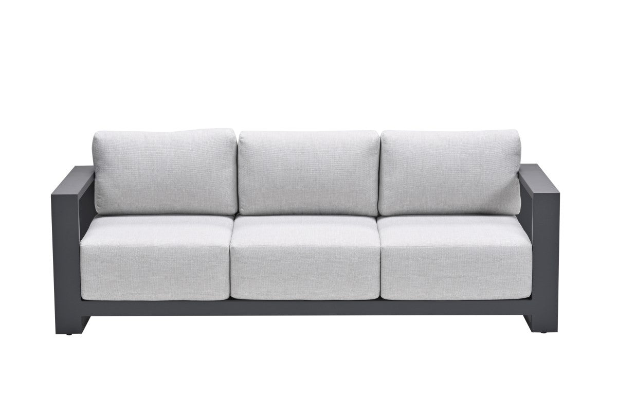 Gartensofa anthrazit Metall, Gartenbank anthrazit Aluminium-Gestell, Breite 226 cm