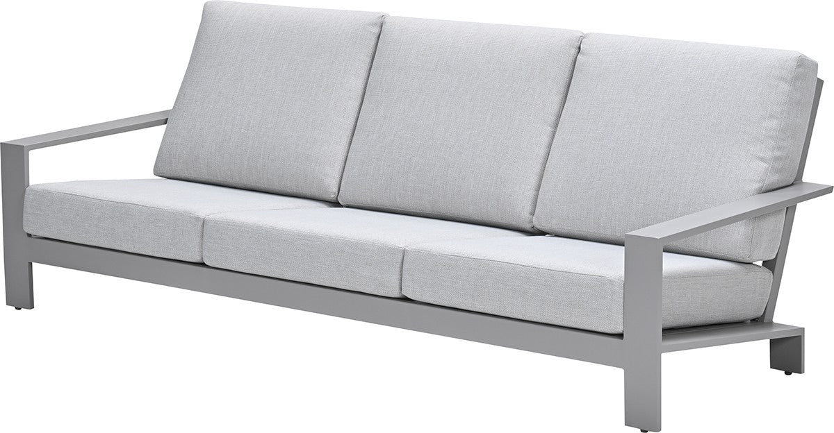 Gartensofa taupe Metall, Gartenbank taupe Aluminium-Gestell, Breite 230 cm