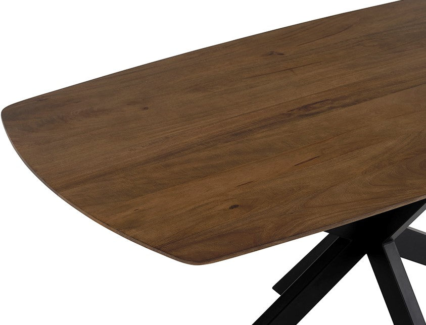 Tisch oval Massivholz braun, Esstisch braun Metall-Gestell, Breite 230 cm