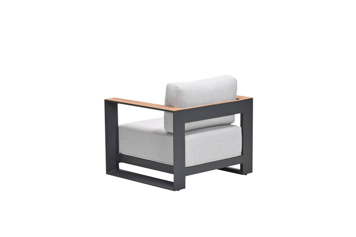 Gartensessel anthrazit-Holzoptik Metall, Gartensessel Aluminium-Gestell anthrazit, Breite 91 cm