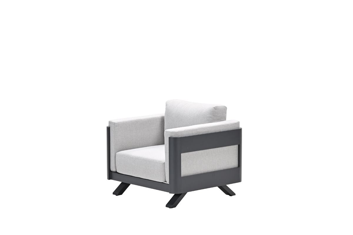 Gartensessel anthrazit Metall, Gartensessel Aluminium-Gestell anthrazit, Breite 94 cm