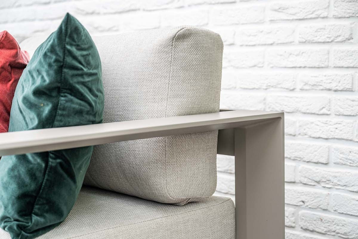 Gartensofa taupe Metall, Gartenbank taupe Aluminium-Gestell, Breite 226 cm