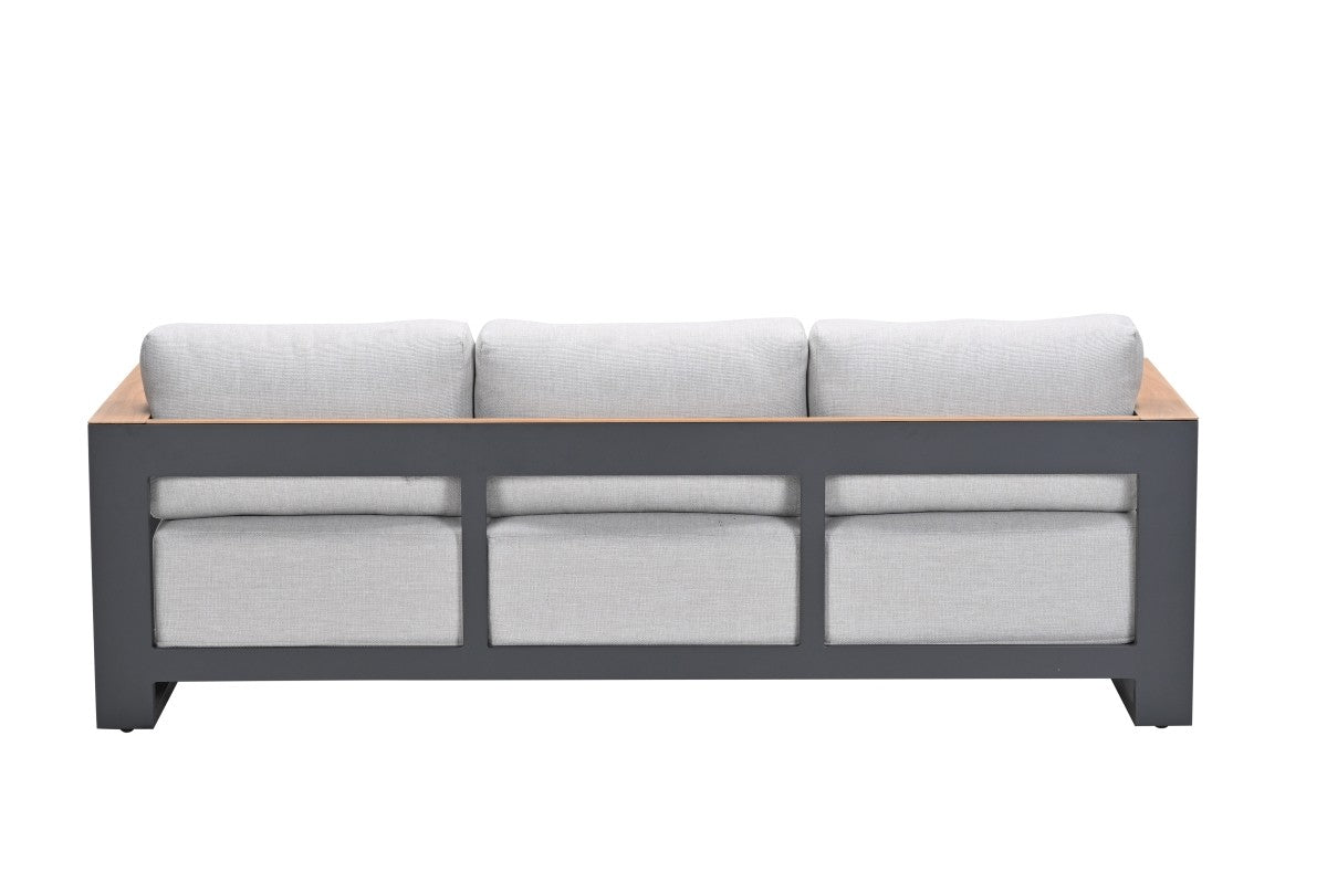 Gartensofa anthrazit-Holzoptik Metall, Gartenbank anthrazit Aluminium-Gestell, Breite 226 cm