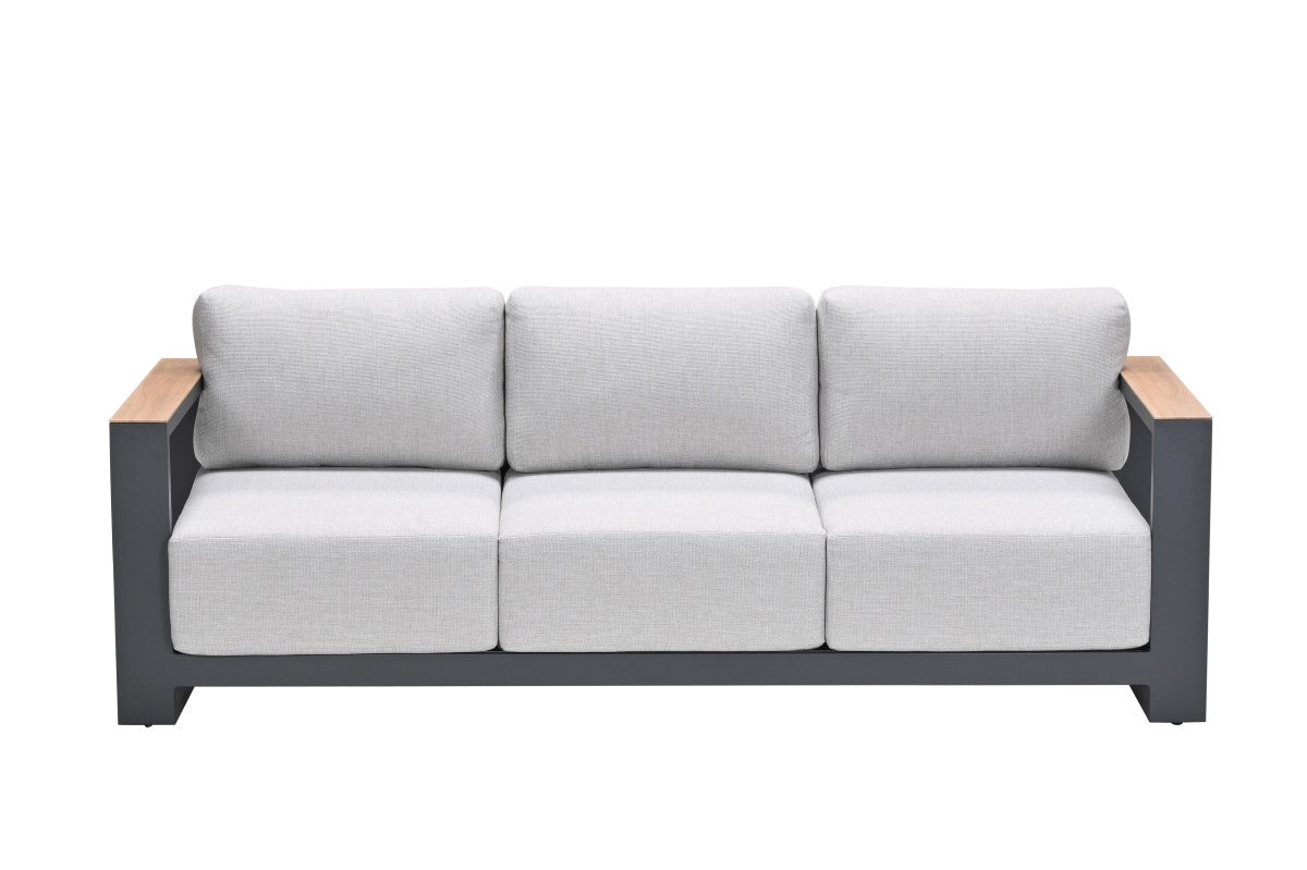Gartensofa anthrazit-Holzoptik Metall, Gartenbank anthrazit Aluminium-Gestell, Breite 226 cm