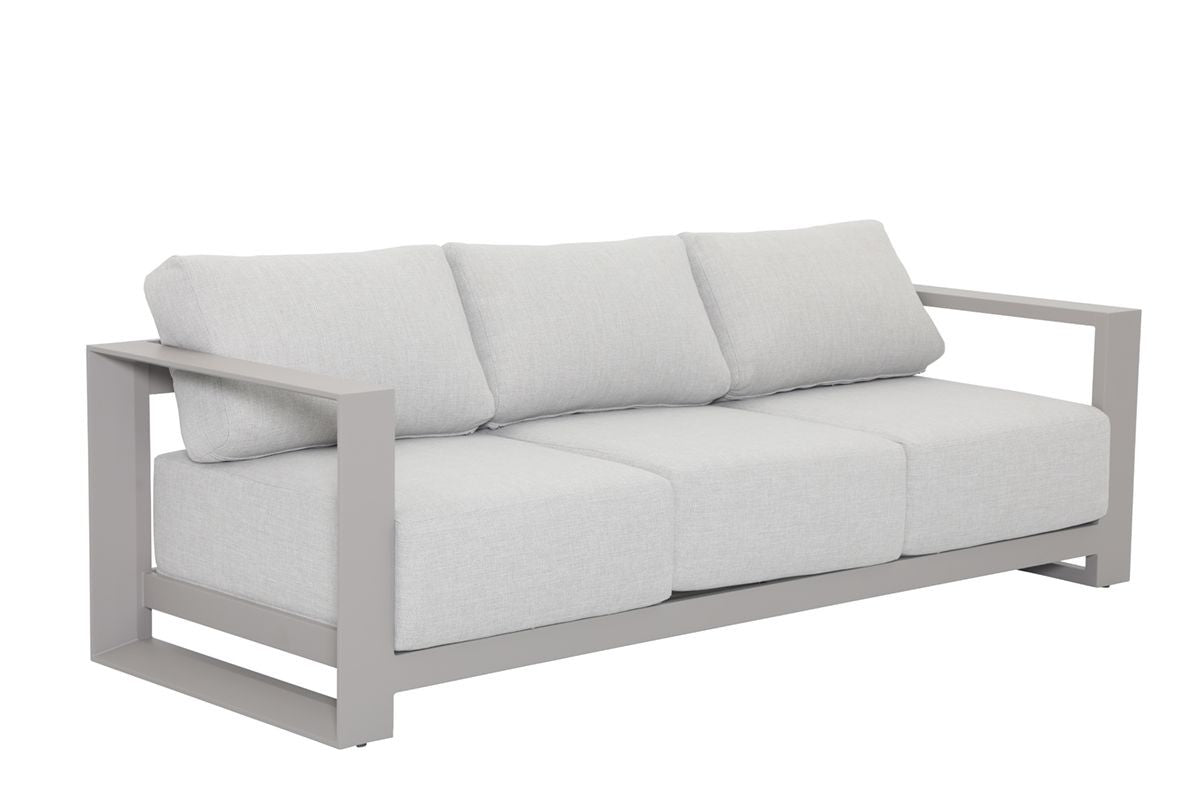 Gartensofa taupe Metall, Gartenbank taupe Aluminium-Gestell, Breite 226 cm