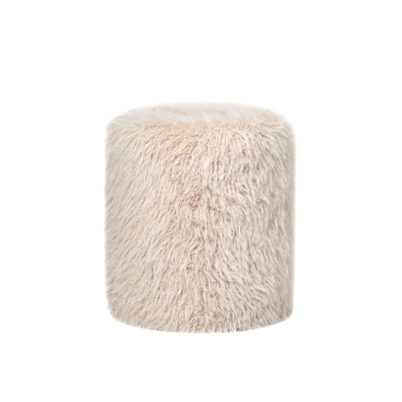 Hocker Lammfell-Optik, Hocker beige rund, Durchmesser 40 cm