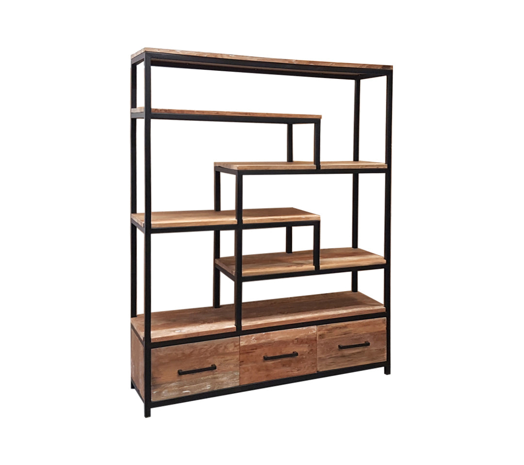 Bücherschrank Metall Landhausstil, Regal Metall-Gestell Industriedesign, Regal Industrie. Breite 150 cm