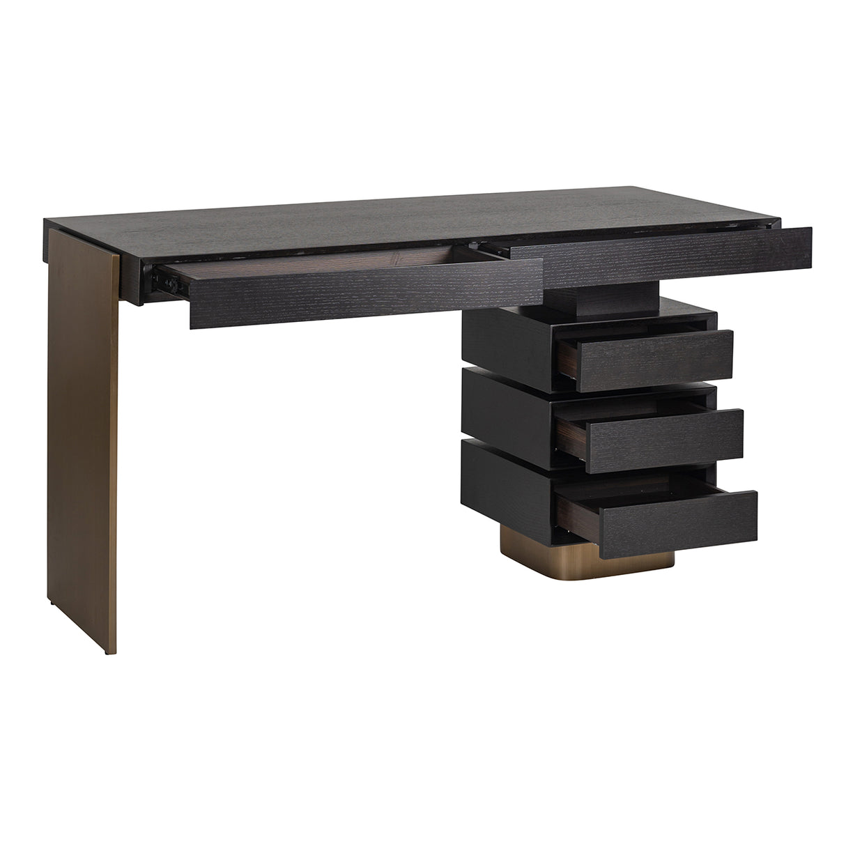 Schreibtisch schwarz-Gold, Schminktisch Gold-schwarz, Breite 140 cm
