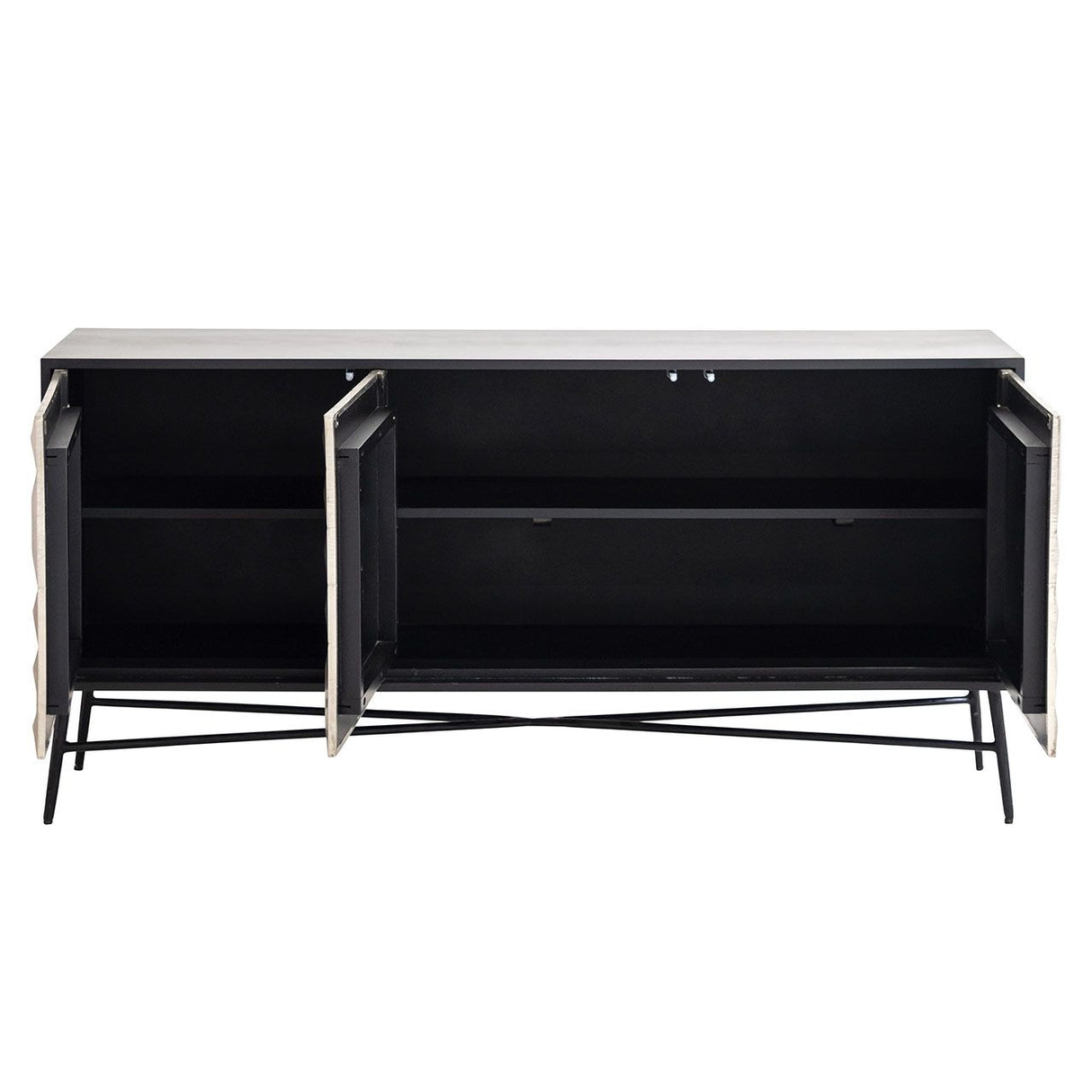 Sideboard Silber-schwarz, Anrichte Silber schwarz, Breite 160 cm