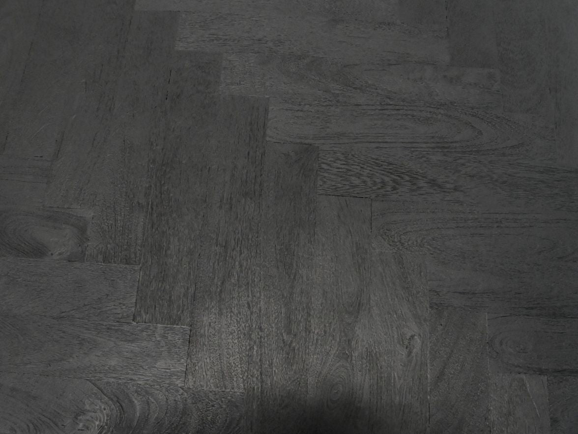 Esstisch schwarz Fischgrätmuster rund, runder Tisch schwarz, Durchmesser 140 cm