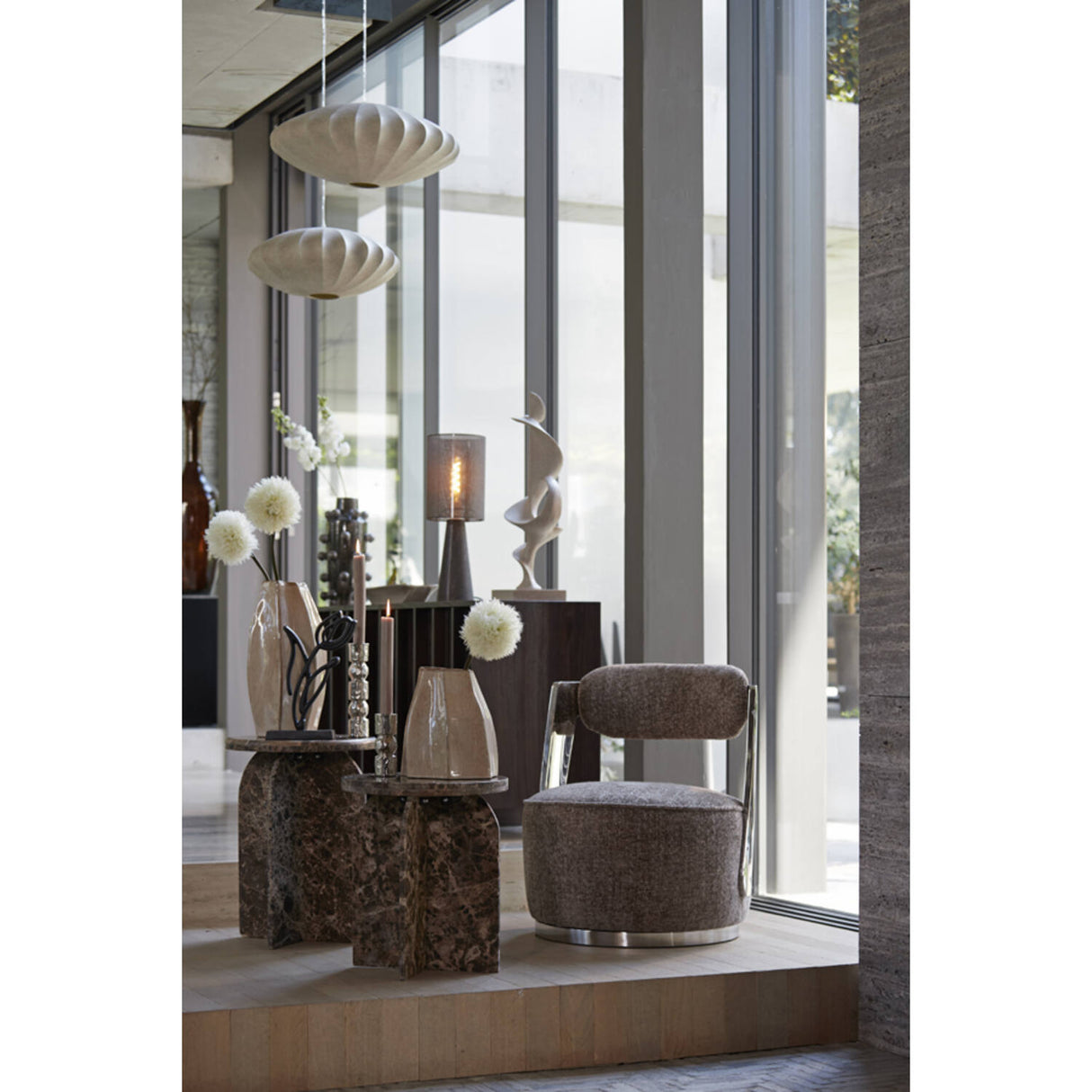 Sessel grau-braun, drehbarer Sessel Metall-Gestell