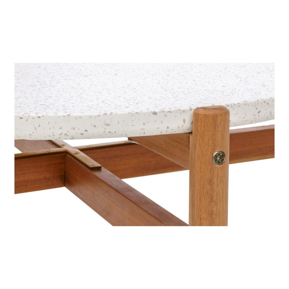 Gartentisch rund Holz, Gartencouchtisch Naturholz-Farbe, Durchmesser 85 cm