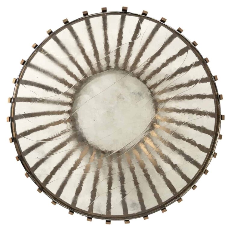 Couchtisch rund Bronze-Gold, runder Couchtisch Glas-Metall, Durchmesser 84 cm