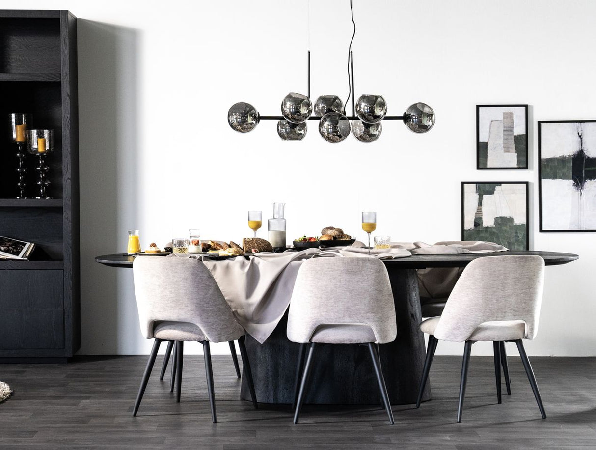 Esstisch oval schwarz, ovaler Tisch schwarz Holz, Länge 200 cm