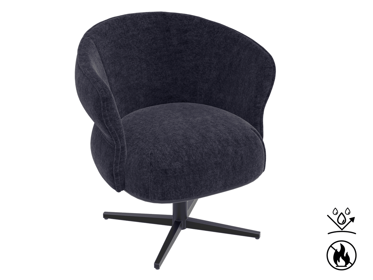 Chair blue swivel, Chair upholstered dark blue